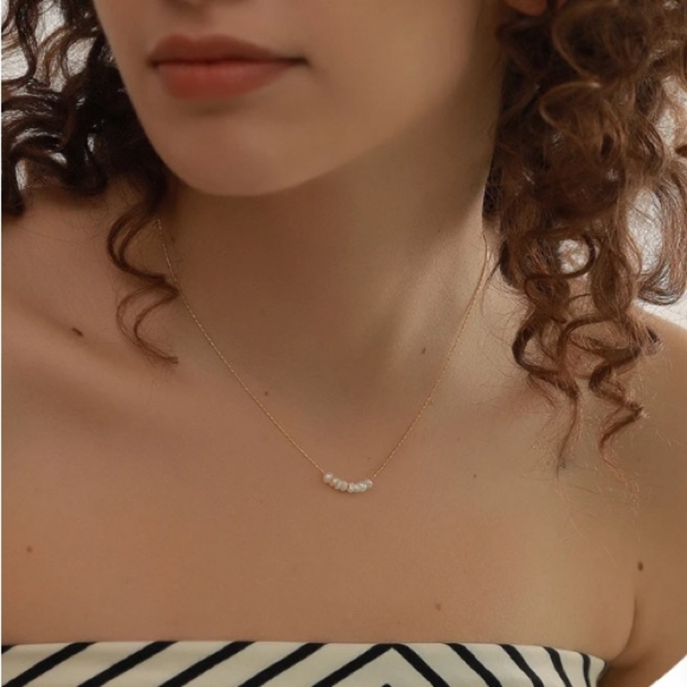 Vermeil Natural Pearl Necklace gold plated stainless steel - Picture 6 of 15